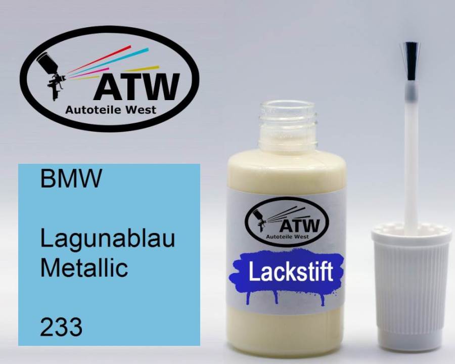 BMW, Lagunablau Metallic, 233: 20ml Lackstift, von ATW Autoteile West.